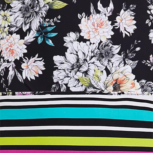 🆕 4X REVERSIBLE! Black Floral & Stripe 2 Piece Set 4x - Picture 8 of 13